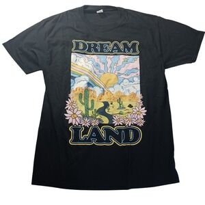 Dream Land Desert Graphic Tee Unisex L NWT Retro Boho Rainbow Sun Cactus Shirt‎